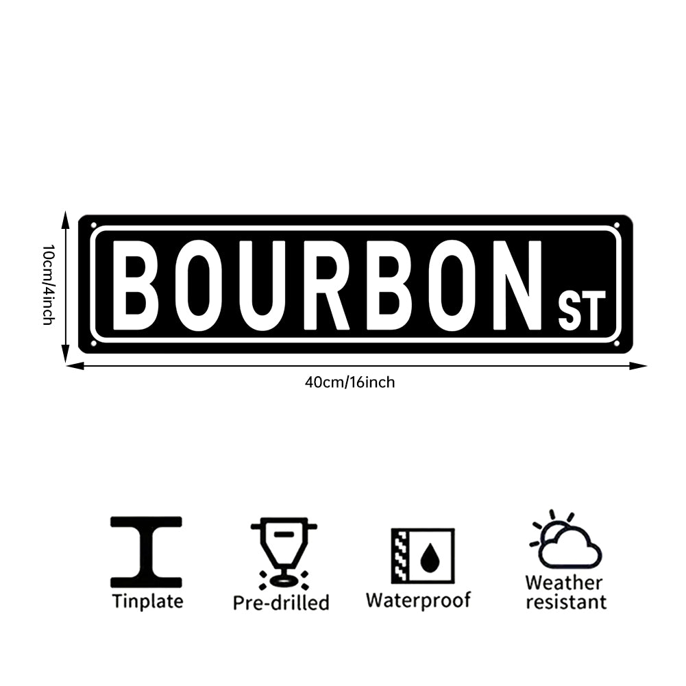 Bourbon St Metal Sign – Home Bar & Whiskey Room Wall Decor