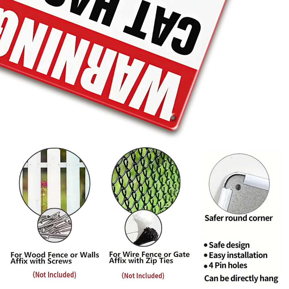 Funny Warning Dog & Cat Metal Sign