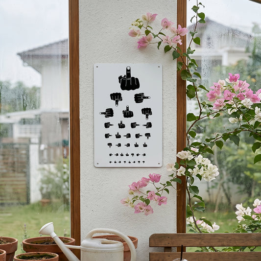 Middle Finger Eye Chart Metal Sign – Funny Rude Wall Decor