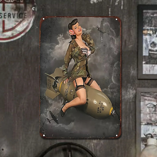WWII Bomber Pin-Up Girl "Riding the Bomb"