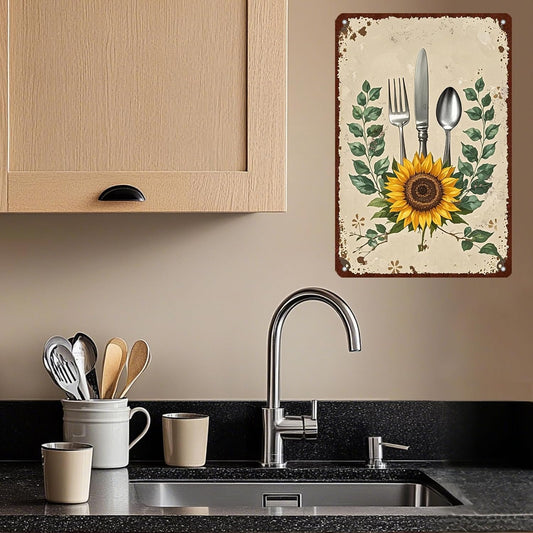 Sunflower & Cutlery Rustic Kitchen