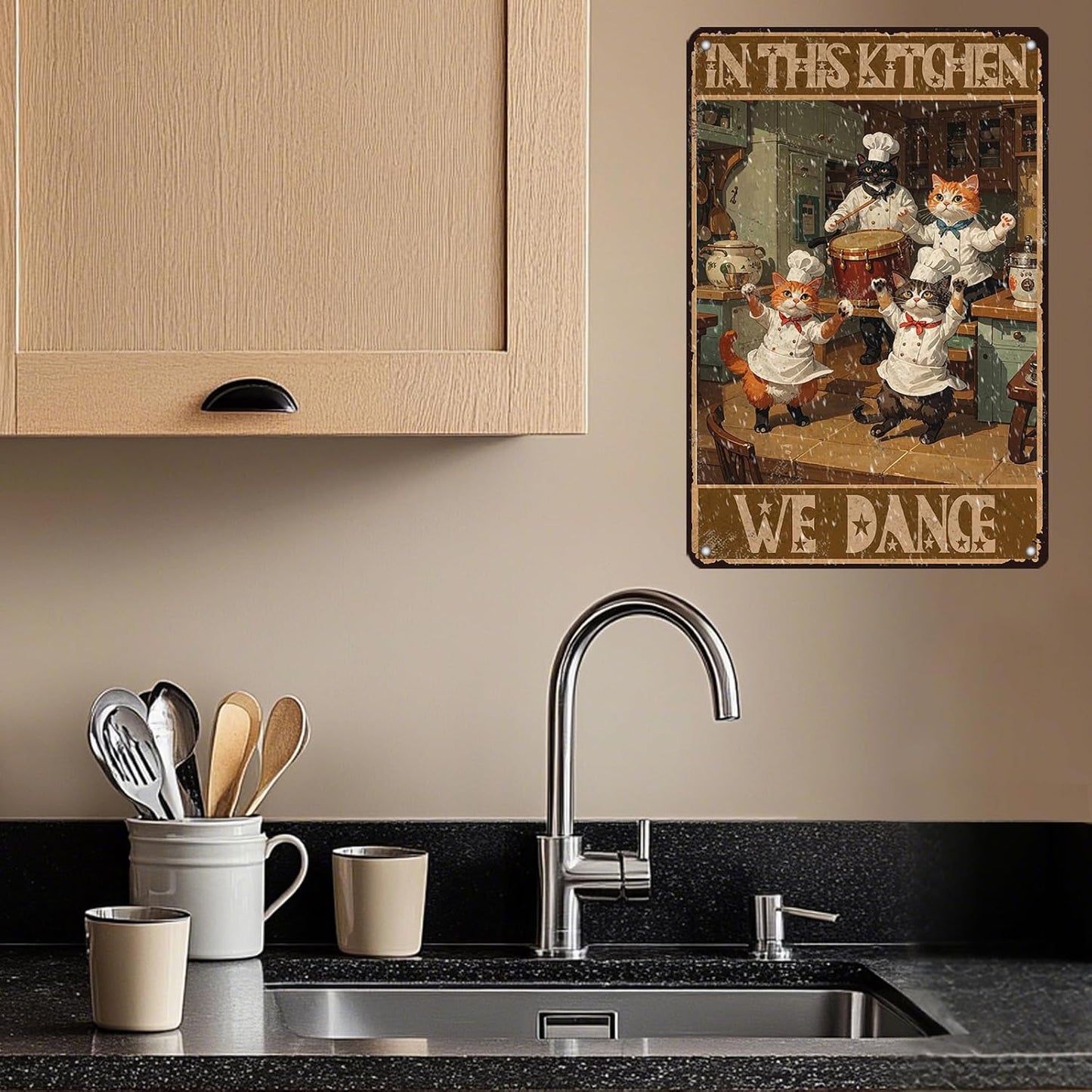 "In This Kitchen We Dance" Funny Cat Chef