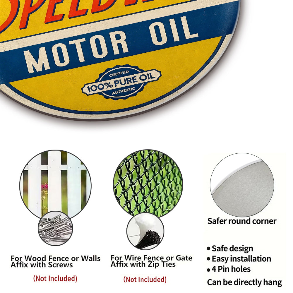 Speedway Motor Oil Round Metal Sign