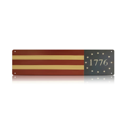 1776 Patriotic Flag Metal Sign – Americana Wall Decor for Porch