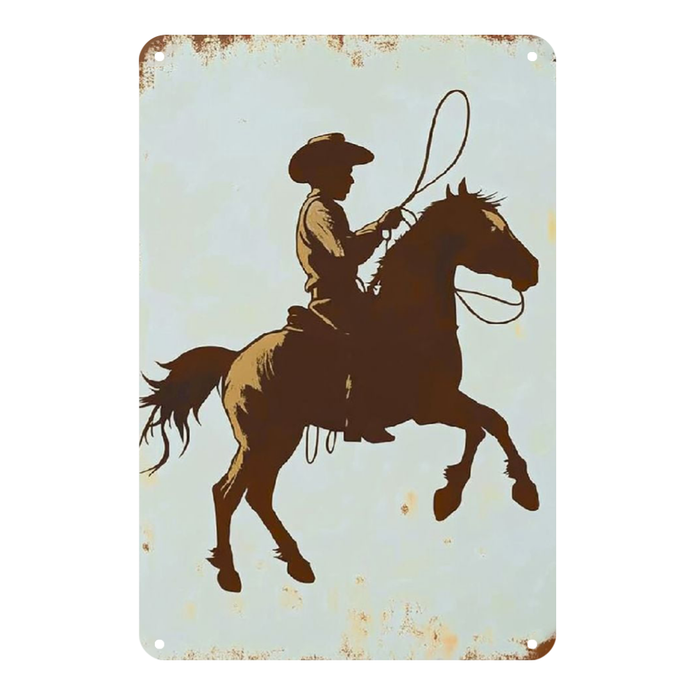 Minimalist Cowboy Roping Silhouette