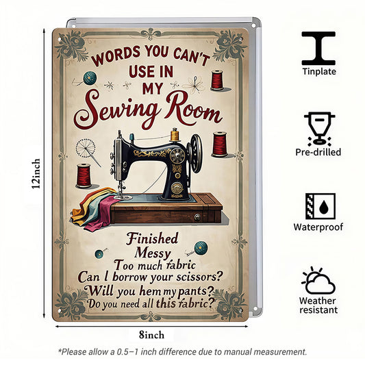 Funny Sewing Room Metal Sign – Vintage Sewing & Quilting Wall Decor