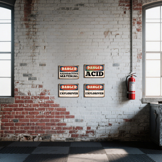 4pcs - Industrial Danger Wall Sign Bundle