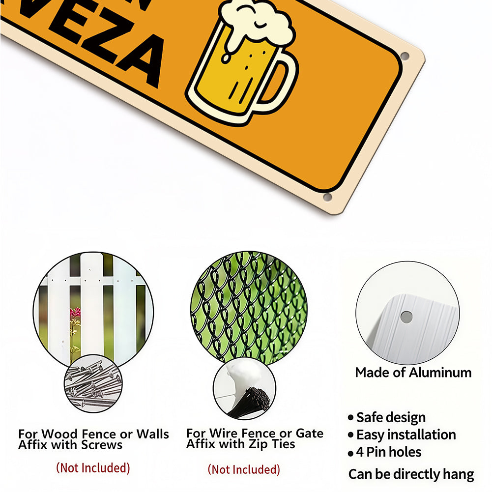 Funny Spanish Beer Metal Sign - No Se Aceptan Visitas Sin Cerveza