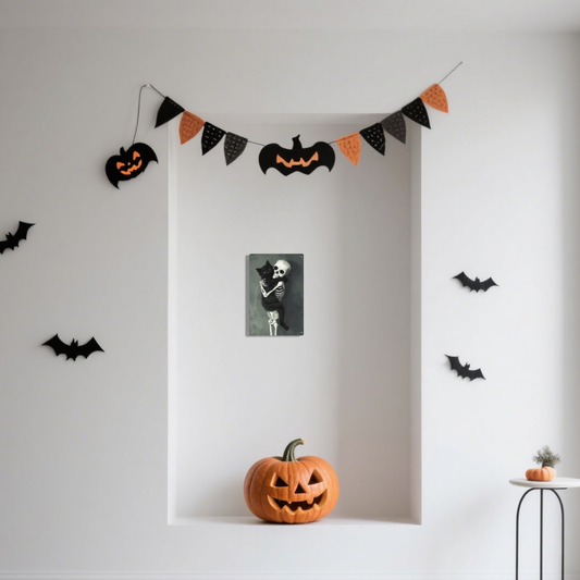 Skeleton Hugging Black Cat