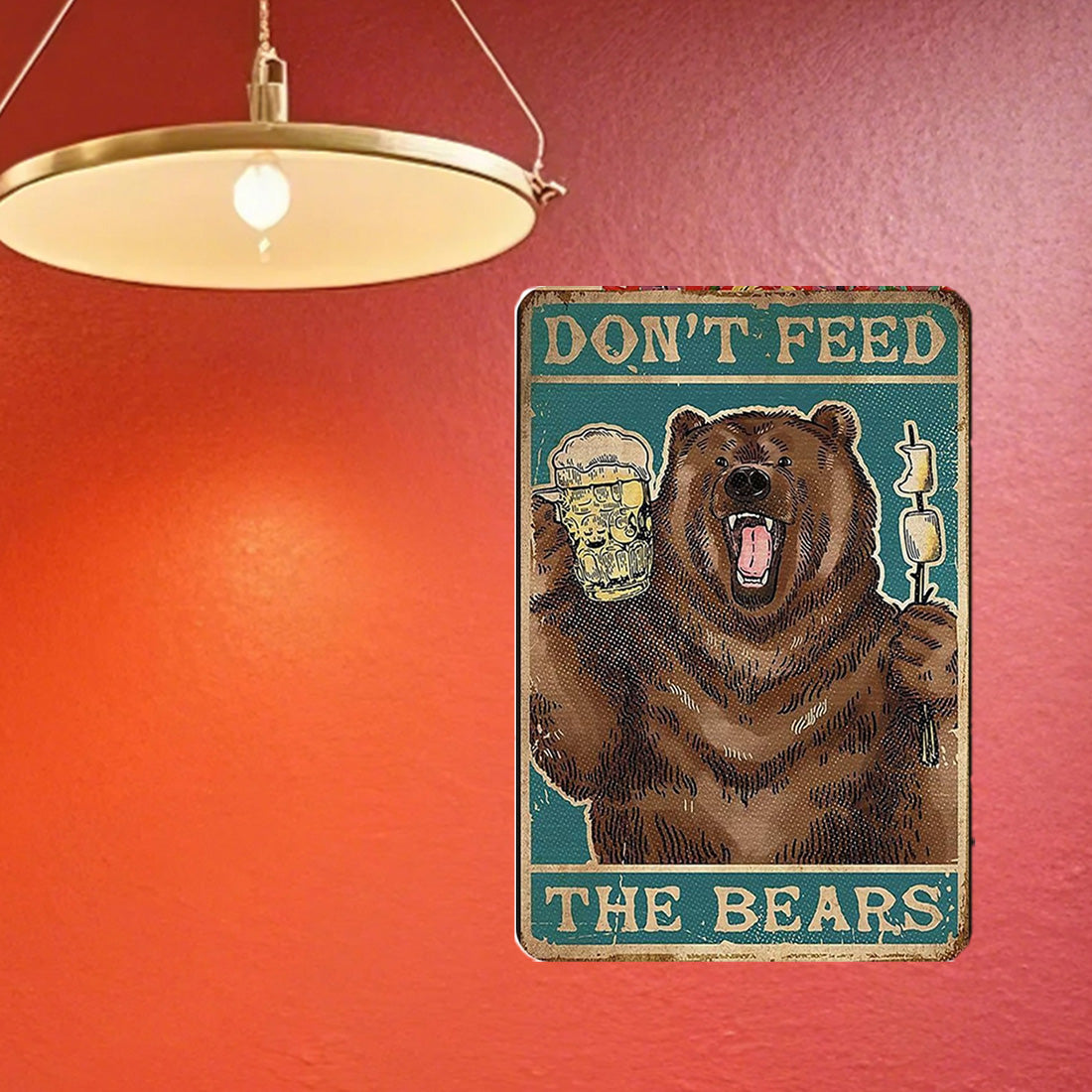 Funny Bear Warning Tin Sign