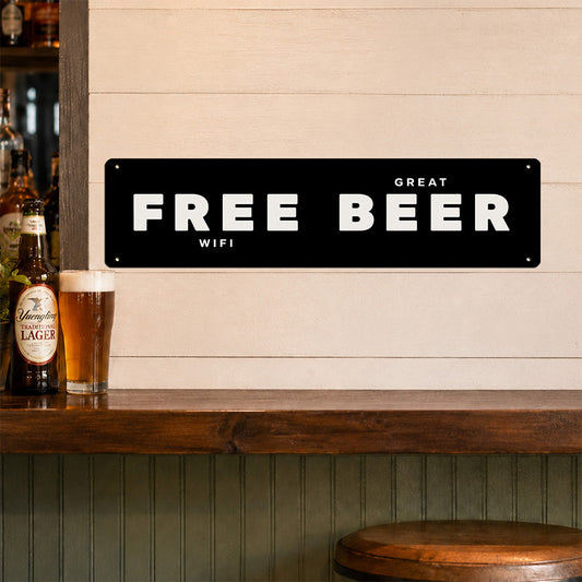 Free WiFi Great Beer Metal Sign – Funny Beer Bar Wall Decor