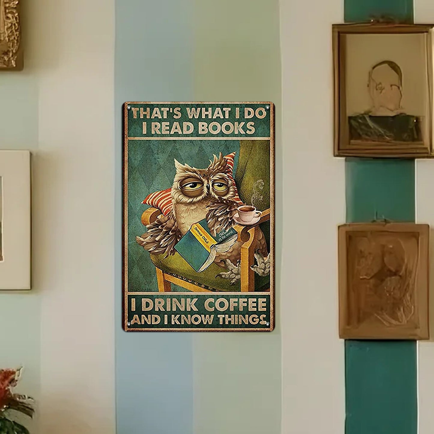 Owl Coffee & Books Tin Sign