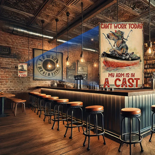 "Can't Work Today" Dog Fishing Sign