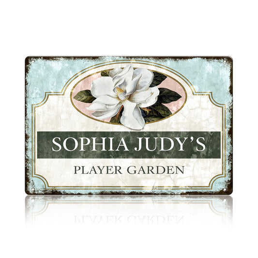 Custom Magnolia Garden Metal Sign