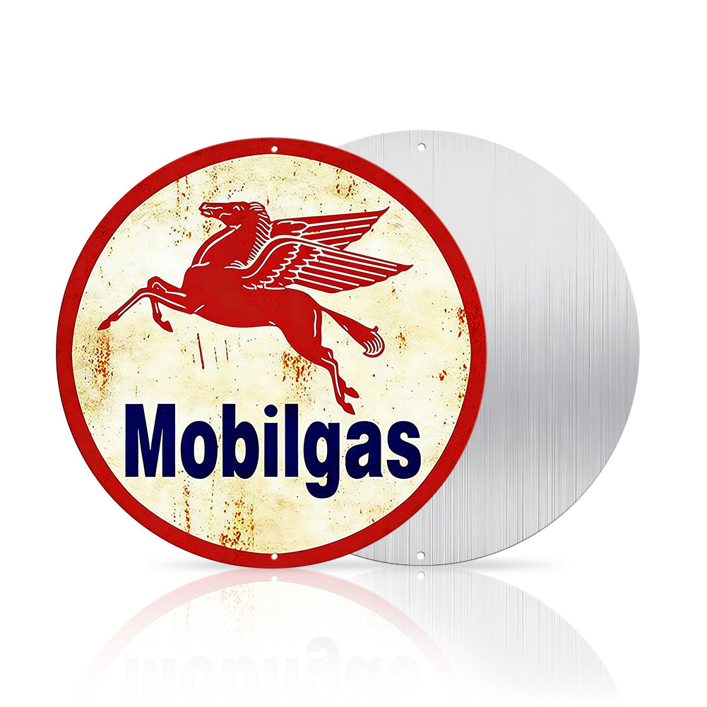 Mobilgas Pegasus Round Metal Sign – Vintage Gas Station | Seeyoo – seeyoo