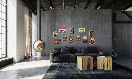 How to Style Tin Signs with Brick Walls & Pipes for the Ultimate Industrial Vibe