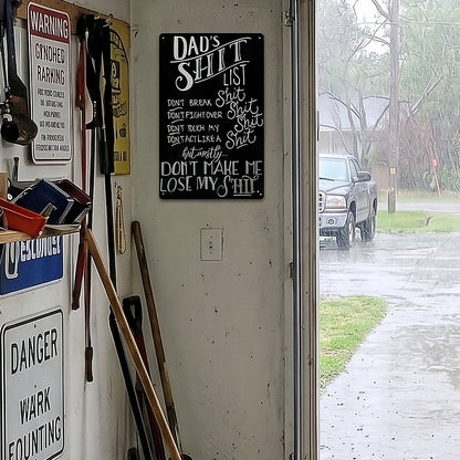 Dad’s Shit List Funny Metal Sign
