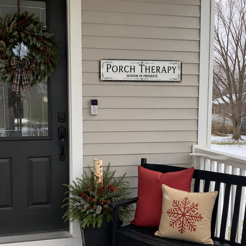 Funny Front Porch Wall Decor - Porch Therapy Session in Progress Metal Sign