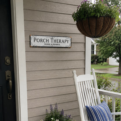 Funny Front Porch Wall Decor - Porch Therapy Session in Progress Metal Sign