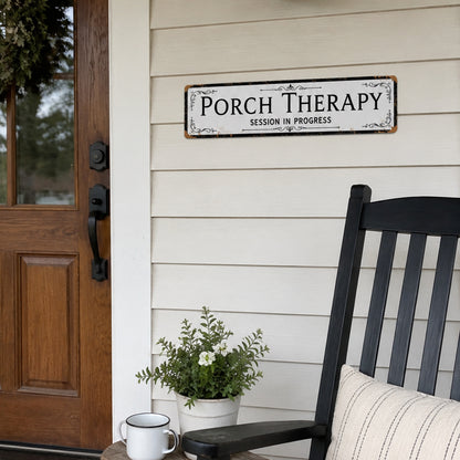 Funny Front Porch Wall Decor - Porch Therapy Session in Progress Metal Sign