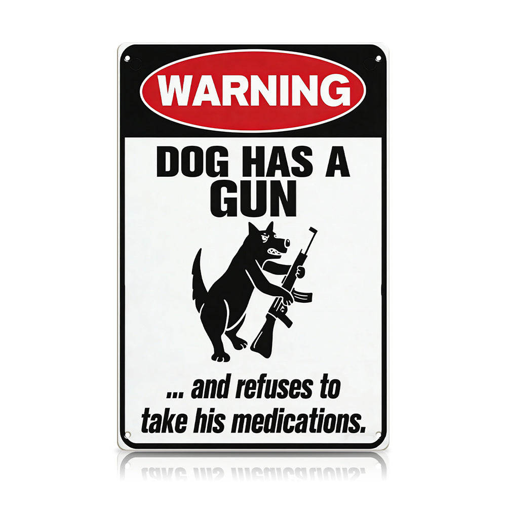Funny Warning Dog & Cat Metal Sign
