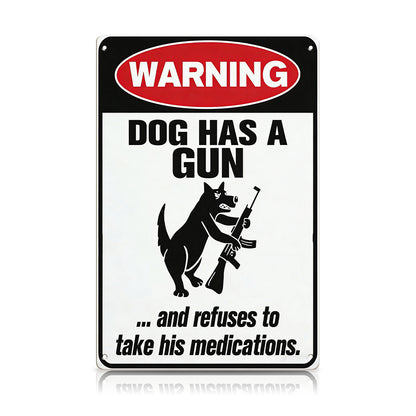 Funny Warning Dog & Cat Metal Sign
