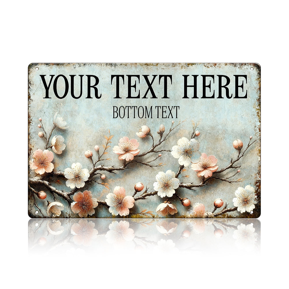 Custom Cherry Blossom Garden Metal Sign
