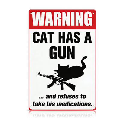 Funny Warning Dog & Cat Metal Sign