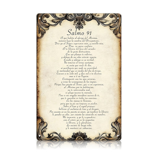 Spanish Psalm 91 Christian Metal Sign