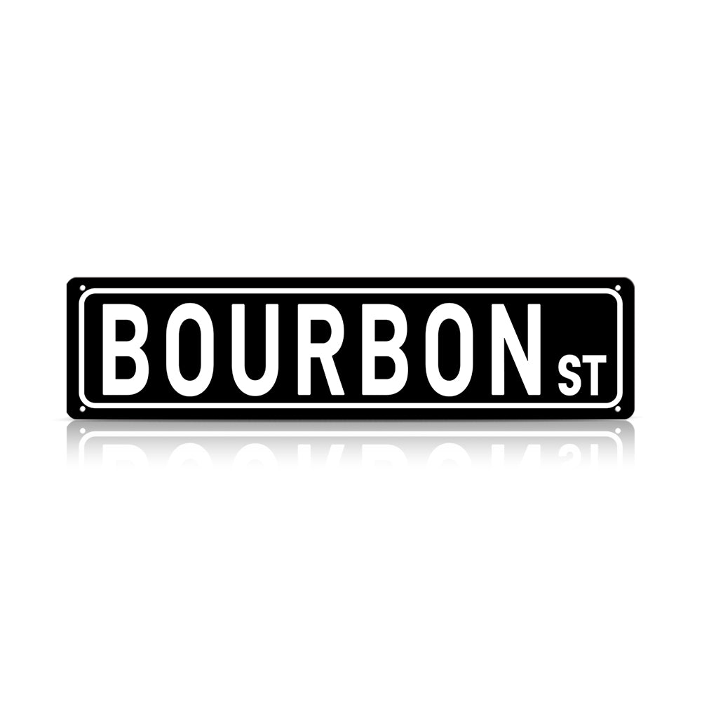 Bourbon St Metal Sign – Home Bar & Whiskey Room Wall Decor
