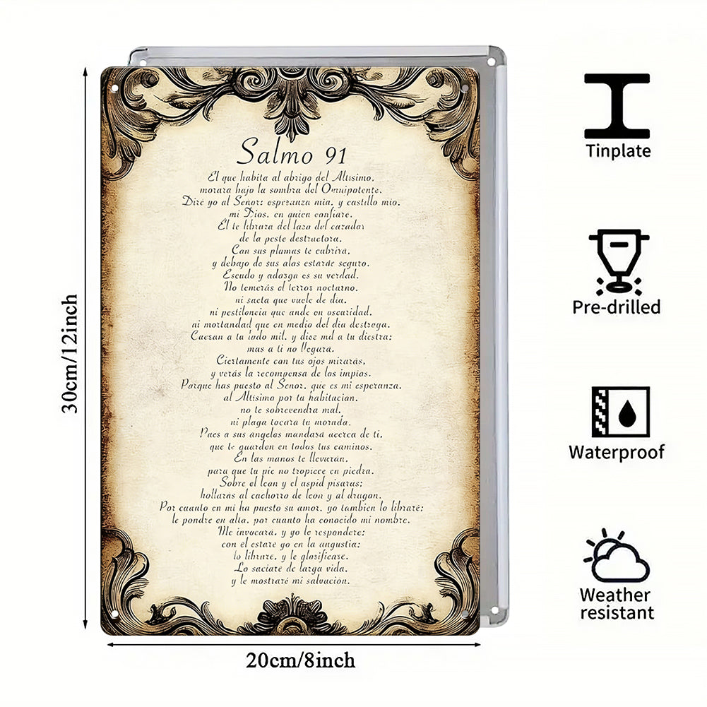 Spanish Psalm 91 Christian Metal Sign