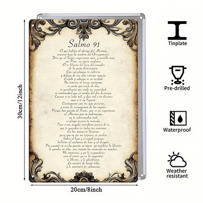Spanish Psalm 91 Christian Metal Sign