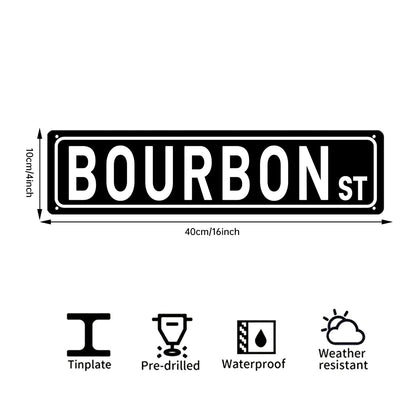 Bourbon St Metal Sign – Home Bar & Whiskey Room Wall Decor
