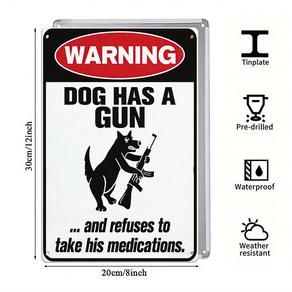 Funny Warning Dog & Cat Metal Sign