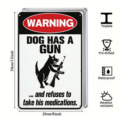 Funny Warning Dog & Cat Metal Sign