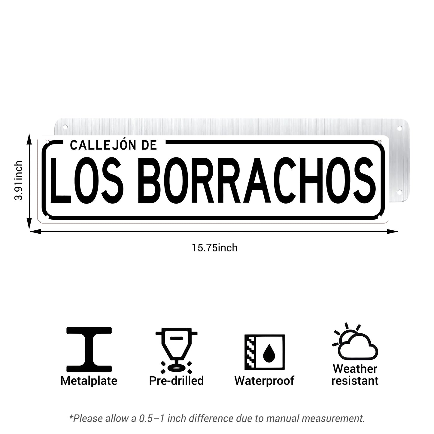 Funny Spanish Bar Street Sign Decor – Callejón de Los Borrachos Metal Sign