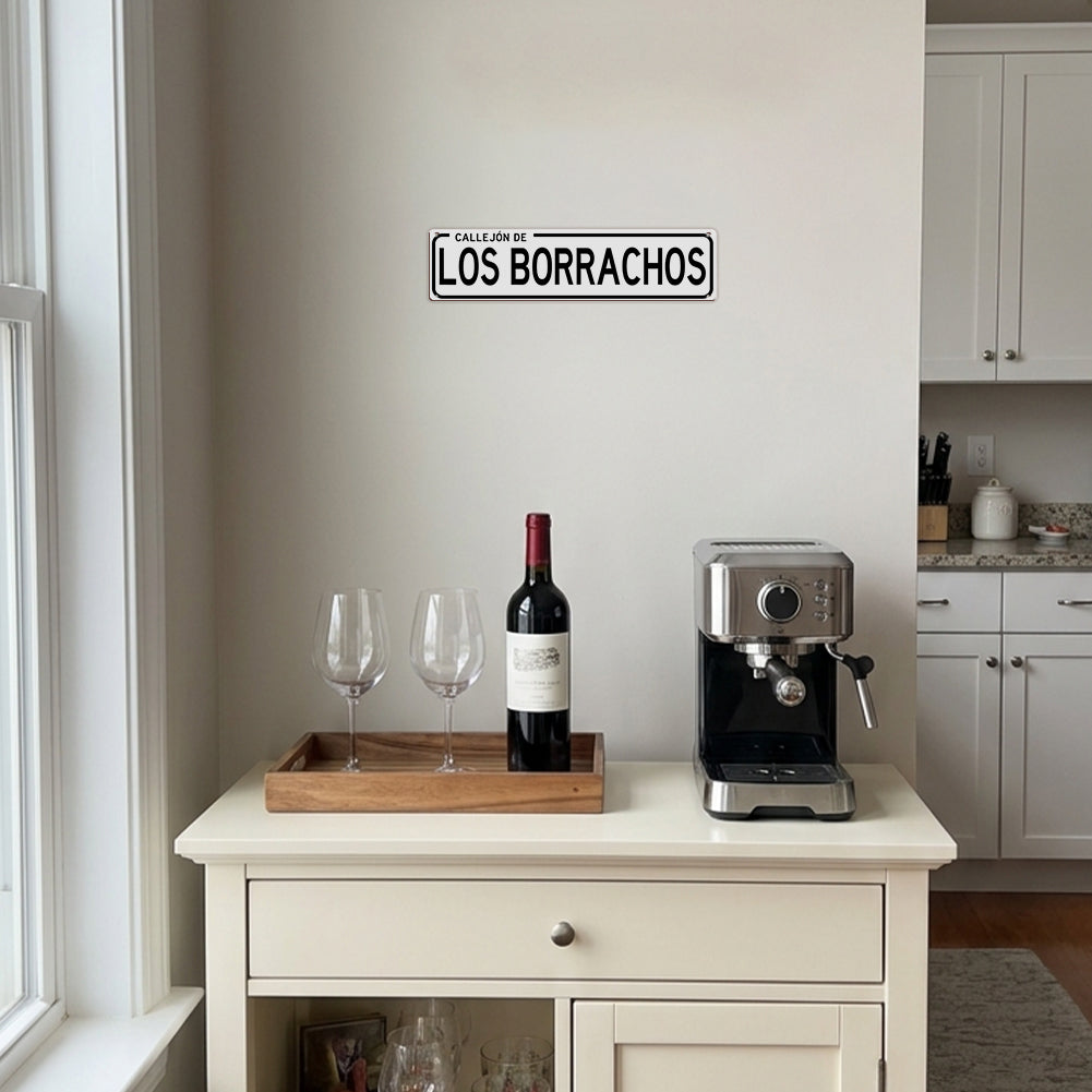 Funny Spanish Bar Street Sign Decor – Callejón de Los Borrachos Metal Sign