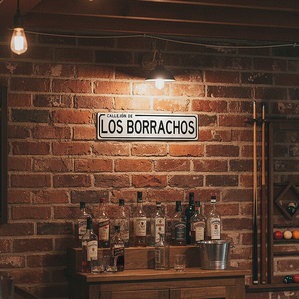 Funny Spanish Bar Street Sign Decor – Callejón de Los Borrachos Metal Sign