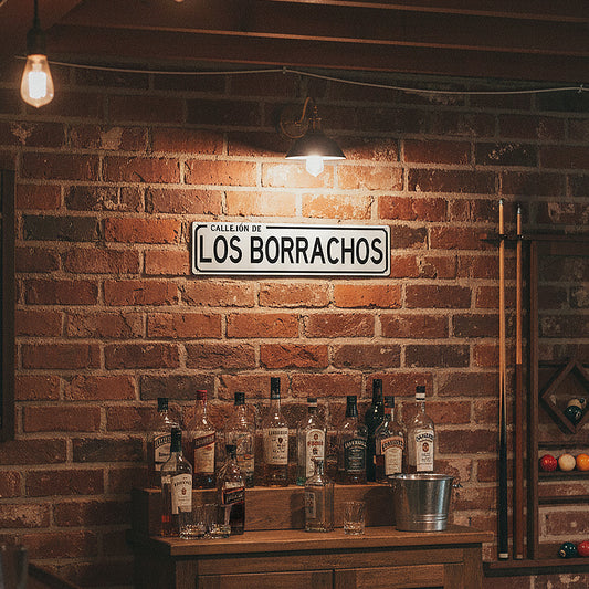 Funny Spanish Bar Street Sign Decor – Callejón de Los Borrachos Metal Sign