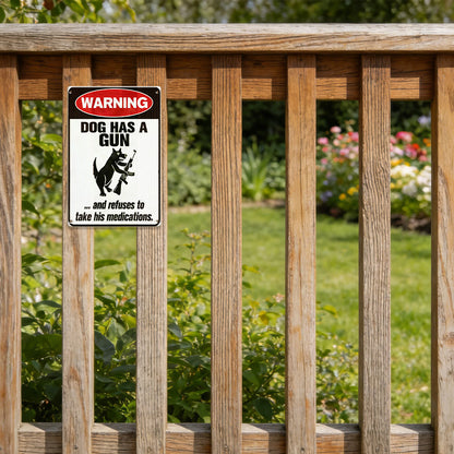 Funny Warning Dog & Cat Metal Sign