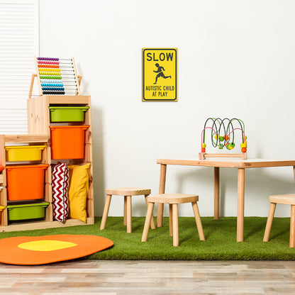 Slow – Autistic Child at Play Safety Sign (Yellow/Black)