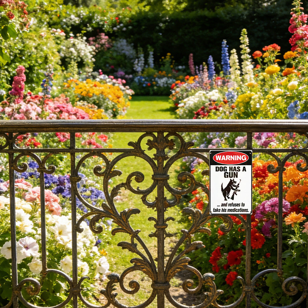 Funny Warning Dog & Cat Metal Sign