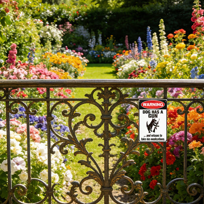 Funny Warning Dog & Cat Metal Sign