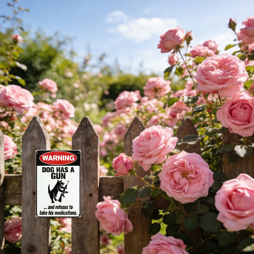 Funny Warning Dog & Cat Metal Sign