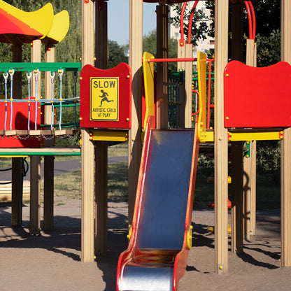 Slow – Autistic Child at Play Safety Sign (Yellow/Black)