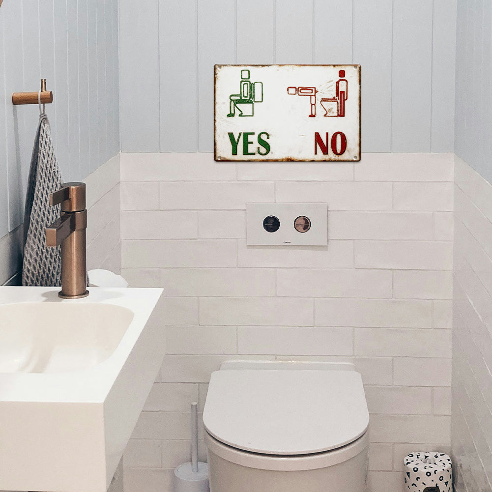 YES / NO Bathroom Rules Metal Sign