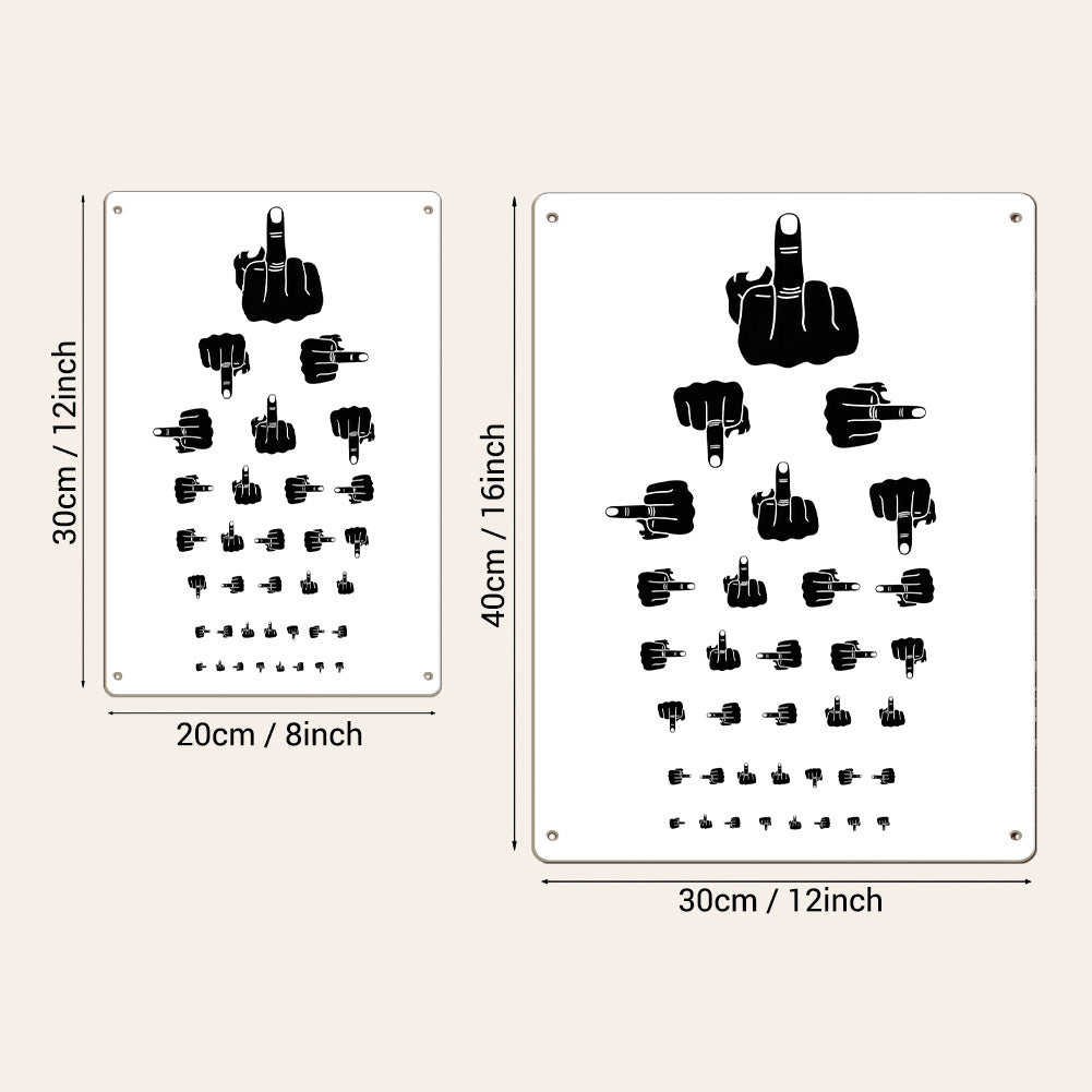Middle Finger Eye Chart Metal Sign – Funny Rude Wall Decor