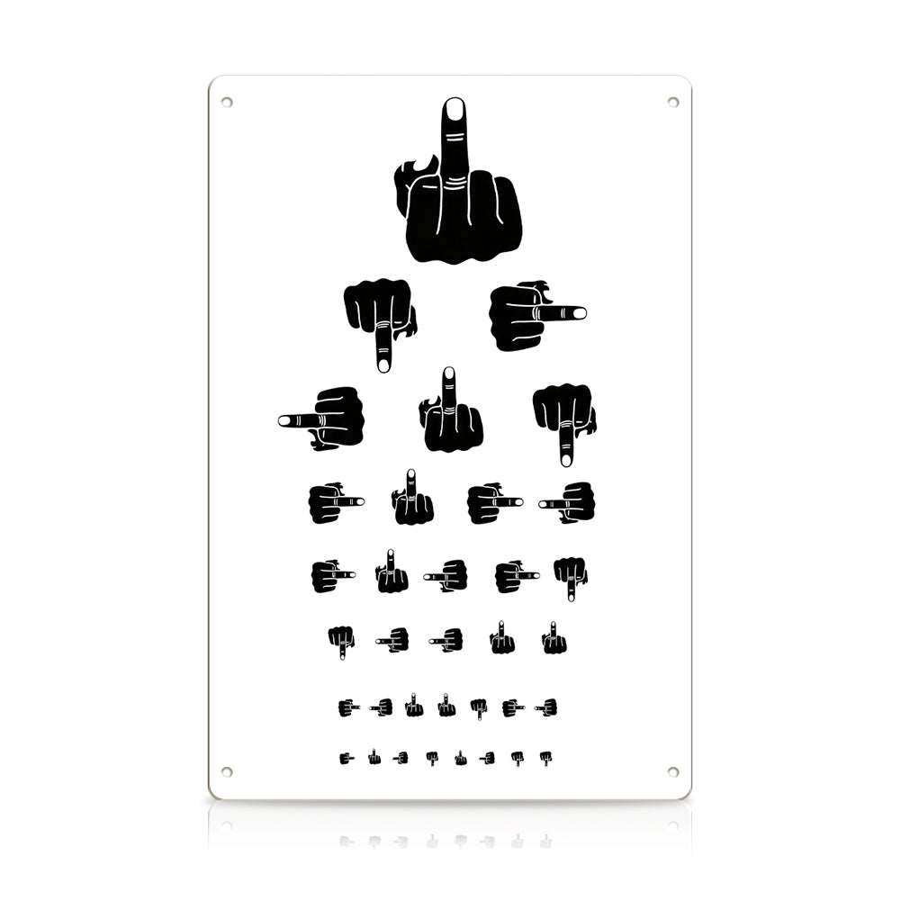Middle Finger Eye Chart Metal Sign – Funny Rude Wall Decor