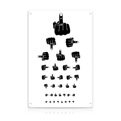 Middle Finger Eye Chart Metal Sign – Funny Rude Wall Decor