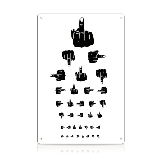 Middle Finger Eye Chart Metal Sign – Funny Rude Wall Decor